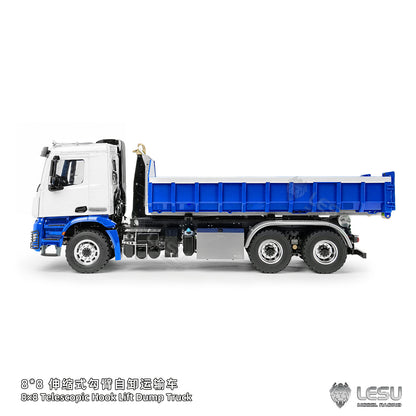 LESU Z0100/Z0092 1/14 6x6 Radio Control Metal Hydraulic Dump Truck Roll-Off RC Tipper Differential Lock Light Sound Construction Model
