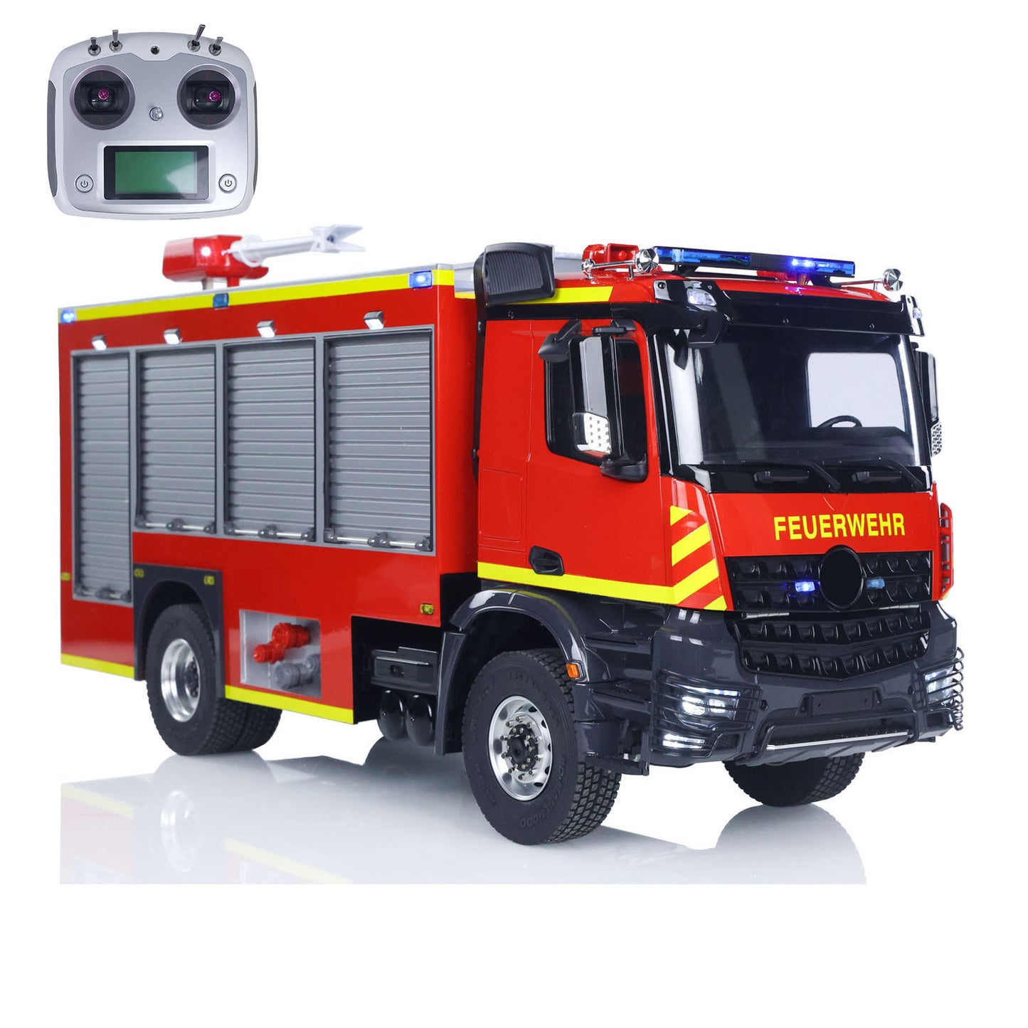 1/14 4X4 Metal Axles Remote Control Fire Fighting Vehicle BZ i6S Radio 2Speed Light and Sound System No Battery Assembled PNP
