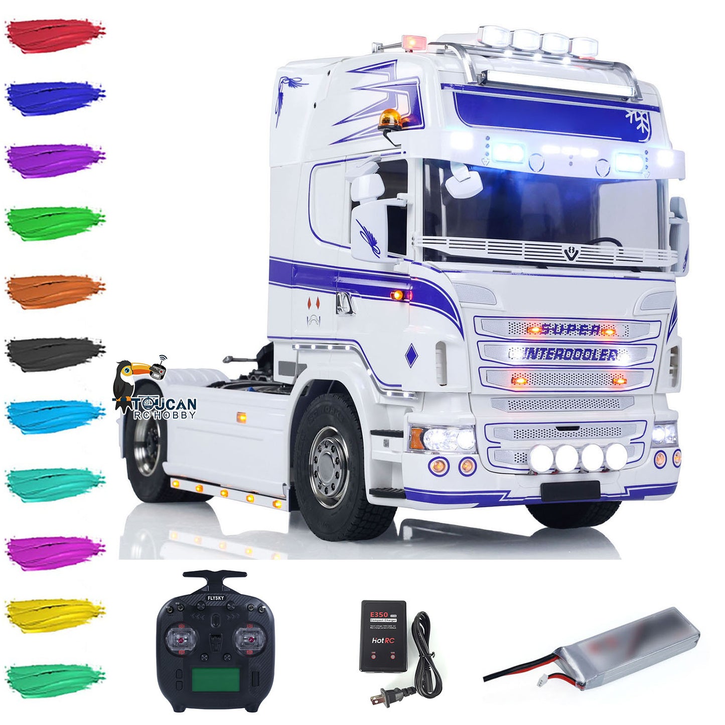 1/14 RC Tractor Truck 4x4 RTR Transport Vehicle Metal Chassis R730 Smoke 3-speed