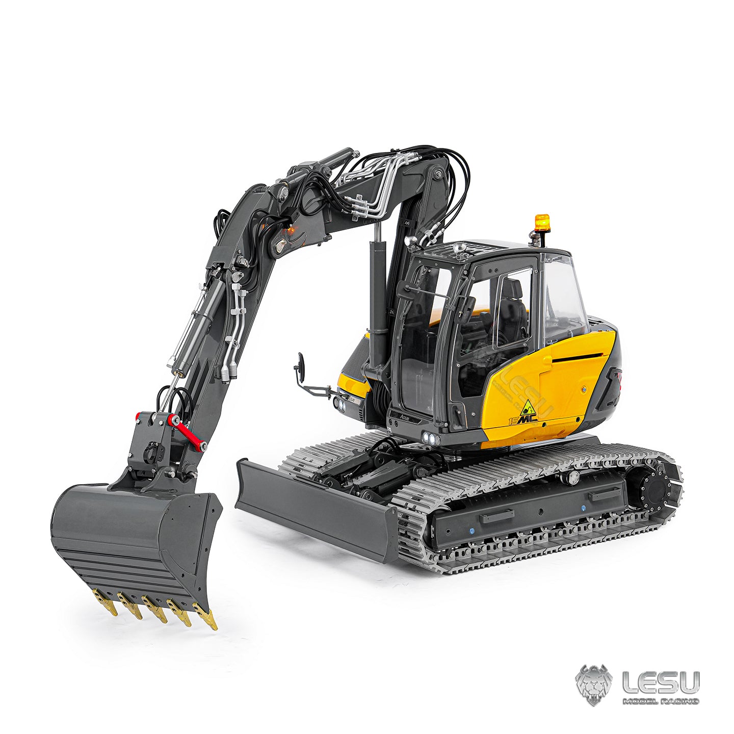 15MC LESU Metal 1/14 Hydraulic RC Excavator MC15 4 Arms Remote Control Digger Model 9 Ways Valve Dual Pumps Light Sound Radio Battery
