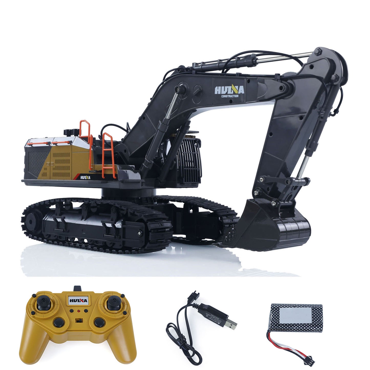 US STOCK HUINA Toy 1/14 592 RC Tracked Excavator Car Model Gift 2.4G Radio Light Sound