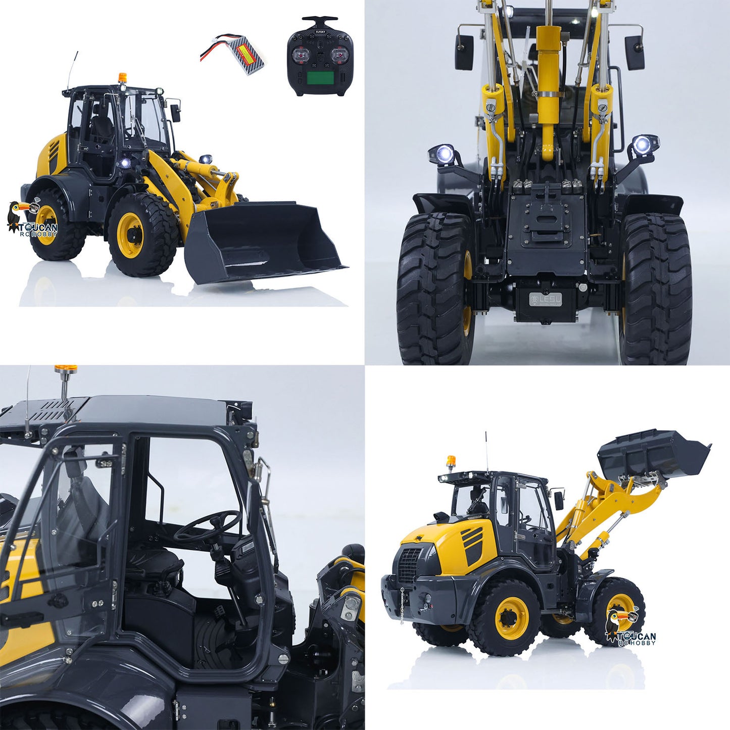 RTR LESU 1/14 Metal Remote Control Hydraulic Loader Aoue WA100M-8 4*4 RC Loading Machine Axle Lock Sound Light Flysky ST8 Radio Construction Vehicle