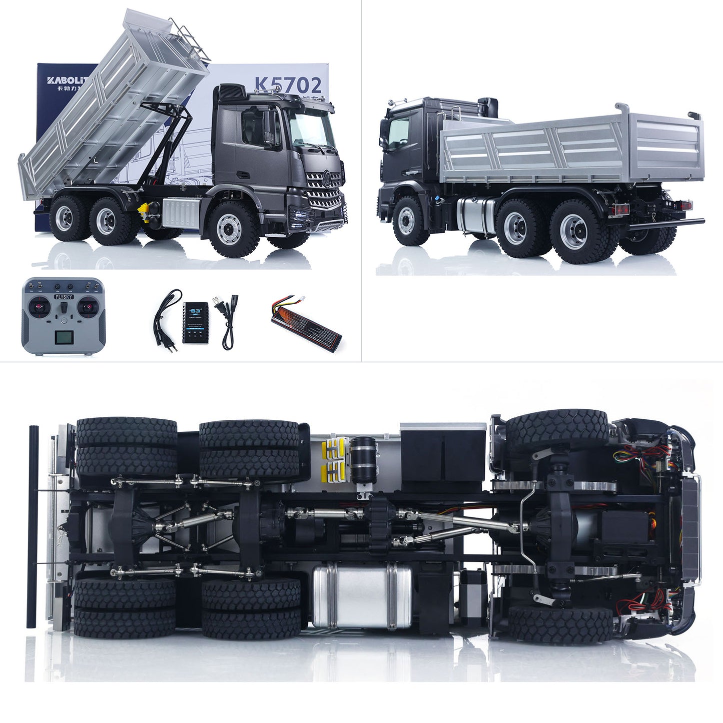 1/14 2.4G Remote Control Electric Lifting Dumper 5702 Model 6*6 Tipper Vehicle 2Speed Sound Light Motor RTR Car Gifts Adults