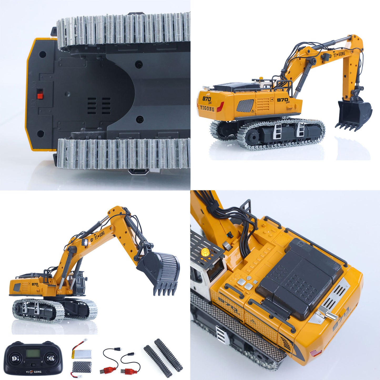Fast Shipping 1/50 RC Excavator K970 Engineering Vehicle Remote Control Electric Lifting Digger Metal Bucket Tracks Light Sound RTR Battery