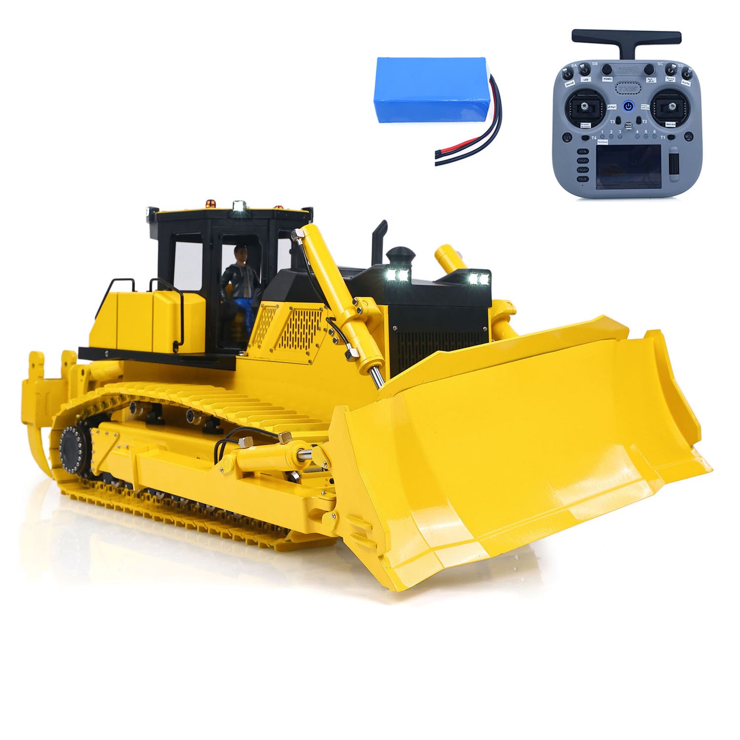 Metal 1/12 RC Hydraulic Bulldozer D155AX RTR Heavy Dozer Model 7 Way Valve 1.0L Oil Pump 5 Plows Radio Master TX15 Radio Battery