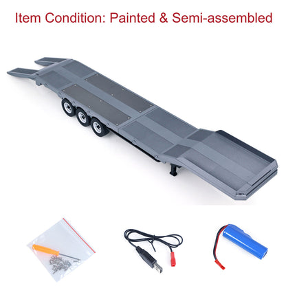 US STOCK 73.5CM Plastic Semi Trailer Flatbed 1502 for 1/18 Remote Control Tractor Truck HUINA 1501 Electronic Support Legs Tail Board