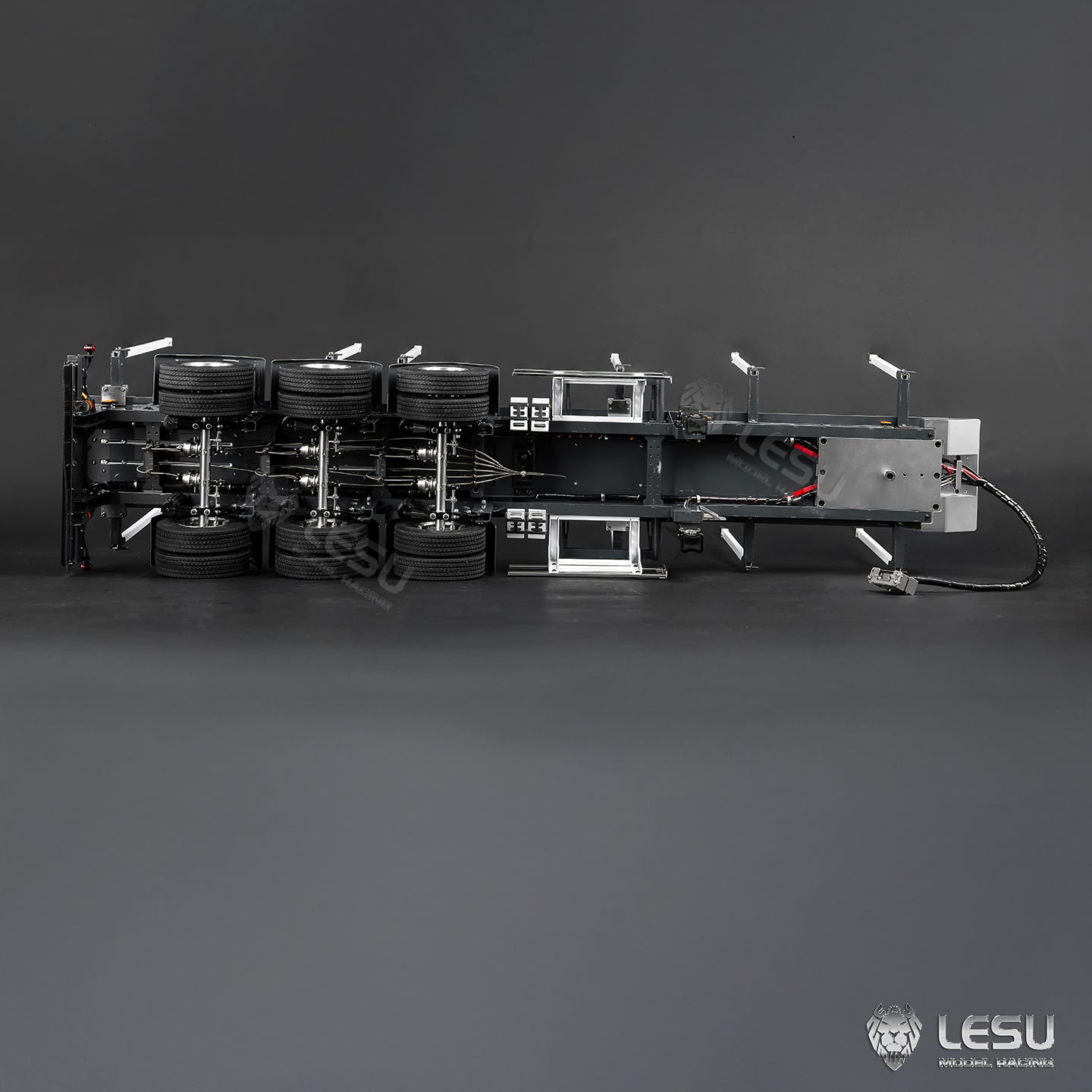 LESU 1/14 Metal Log Semi Trailer RC Wood Transport Car Light Electric Lifting Leg Servo-Controlled Drum Brake for TAMIYA Tractor