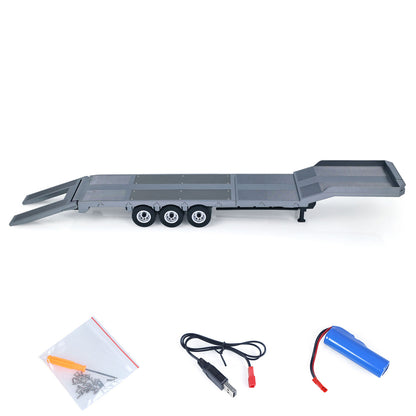 US STOCK 73.5CM Plastic Semi Trailer Flatbed 1502 for 1/18 Remote Control Tractor Truck HUINA 1501 Electronic Support Legs Tail Board