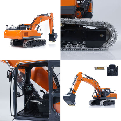 Metal LESU 1/14 Remote Control Digger Aoue DX350LC RC Hydraulic Excavator Model 3CH Valve 4MPA Pump Flysky ST8 PL18EV Lite Battery Lights
