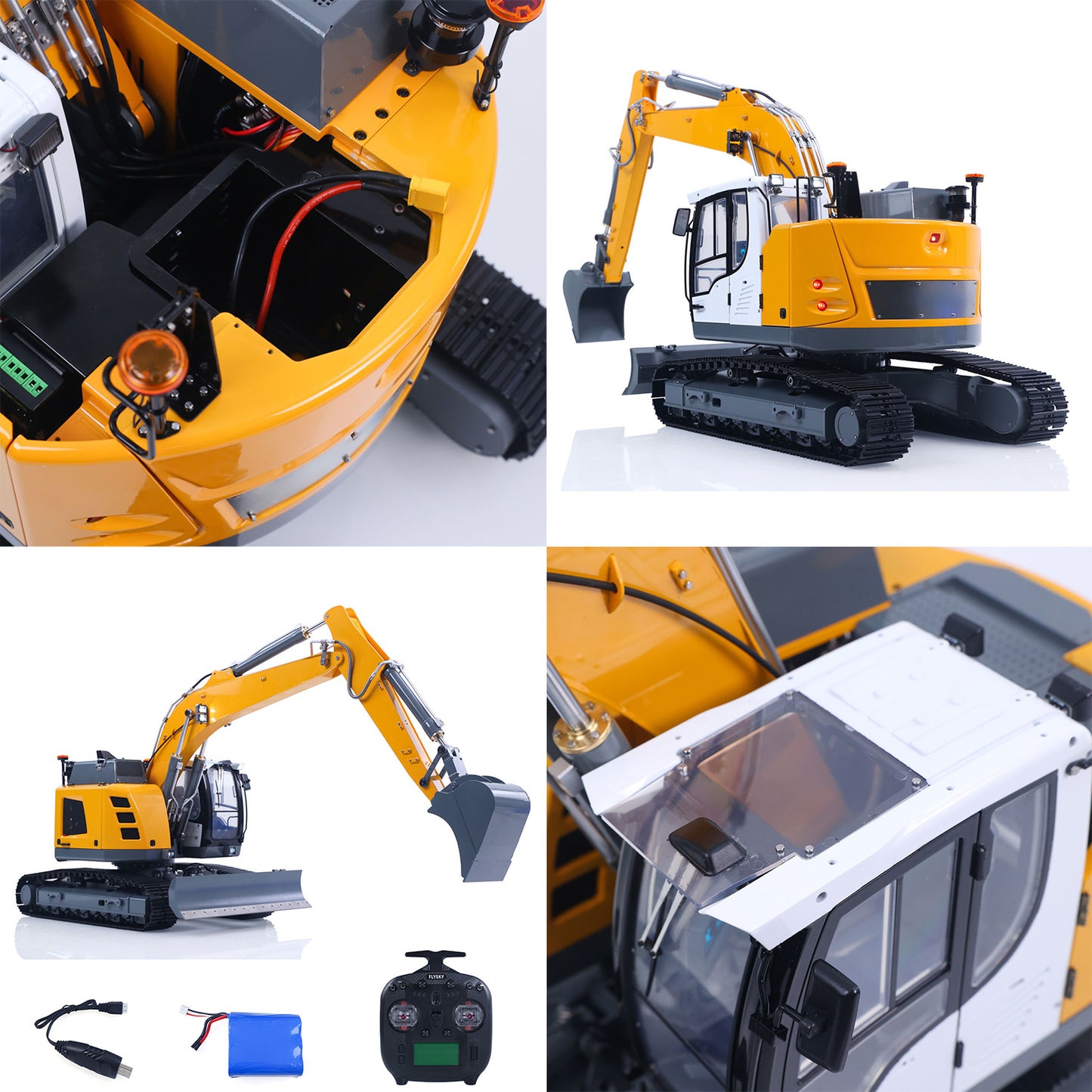 Metal 1/14 RC Hydraulic Tracked Excavator LR926 2Arms Remote Control Digger 4 way Valves Dual Pumps 2212 Brushless Motor RTR