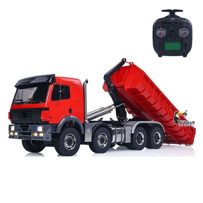1/14 8*8 Remote Control Hydraulic Roll On Off Dump Truck 1838 2 Valves RC Full Tipper 3Speed Gearbox Hobbywing 1060 Brushed ESC