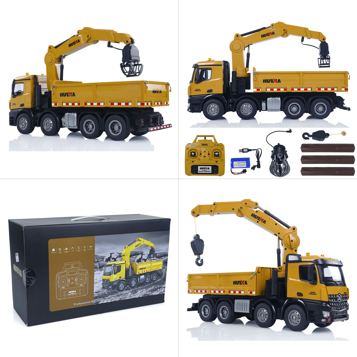 US STOCK HUINA 1538 1/14 RC Timber Grab Truck Dumper Remote Control Model Toy Vehicles 2.4G Radio Battery