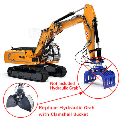 MTM 1/14 946-3 RC 3 Arms Painted Assembled Metal Hydraulic ARTR Tracked Excavator Digger With Ripper Grab Clamshell Bucket