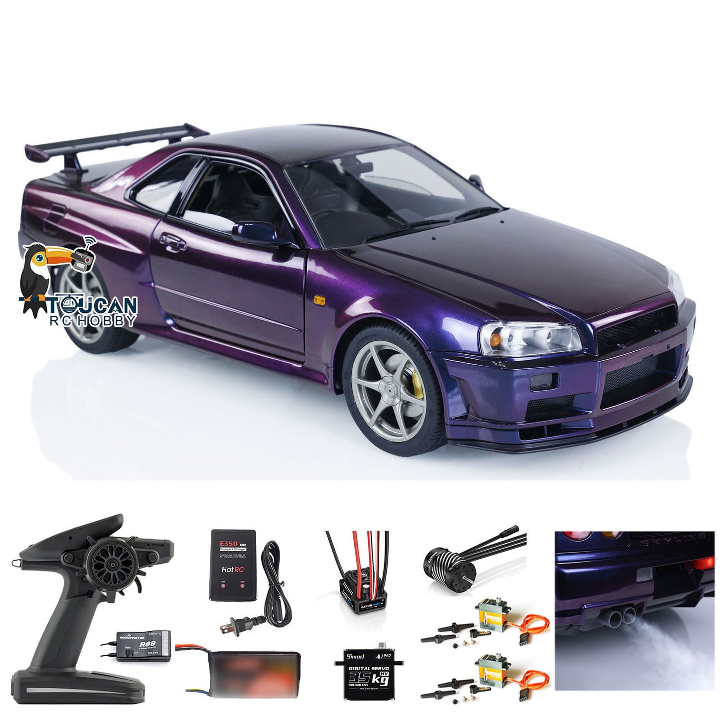 Capo 1/8 Assembled Painted RTR 4x4 4WD R34 RC Racing Drifting Car With Sound Light System Smoke Function