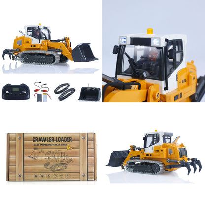 1:50 RC Electric Lifting Tracked Loader LR636 2.4G Construction Vehicle Metal Bucket Tracks Ripper RTR Model Light Sound Battery