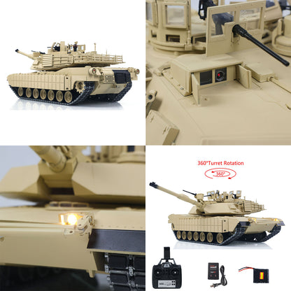 TOUCAN 1/16 Metal RC Tank 3918 Abrams M1A2 TUSK II Dual Flow Gearbox 360 Turret Rotary Infrared Combat Barrel Recoil FPV