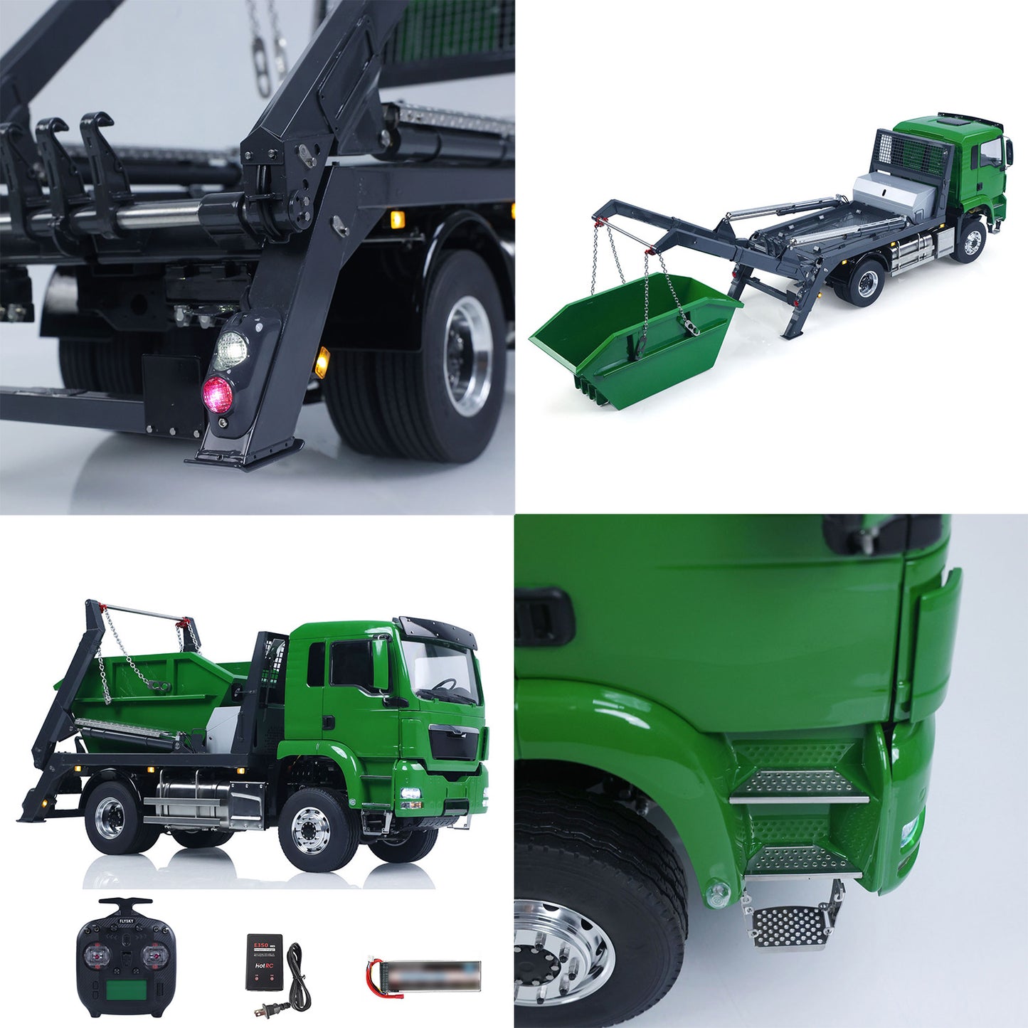 LESU 4X4 1/14 RC Hydraulic Swing Arm Garbage Truck Skip Loader TGS Paintied Car