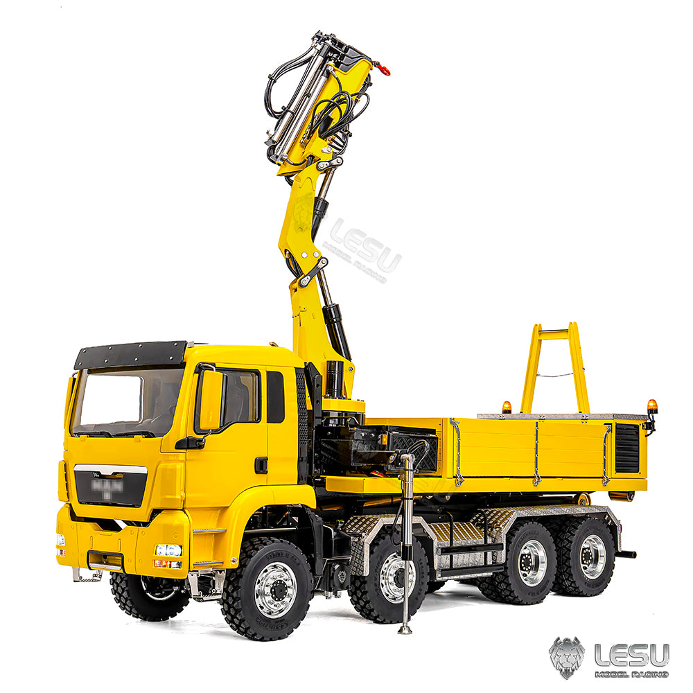 2Speed LESU 1/14 RC Hydraulic Roll on off Dumper Truck Crane Model TGS Metal 8x8 Chassis Electric Tipper 2+7CH Valve Axles Lock Lights Sound