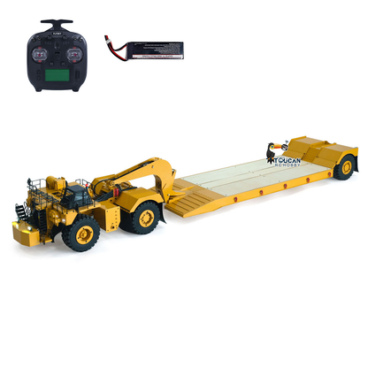 Metal 1/20 RC Heavy Duty Hydraulic Mining Trailer Truck C739D PRO Gooseneck Car Remote Control Construction Machine Raedy to Run Battery