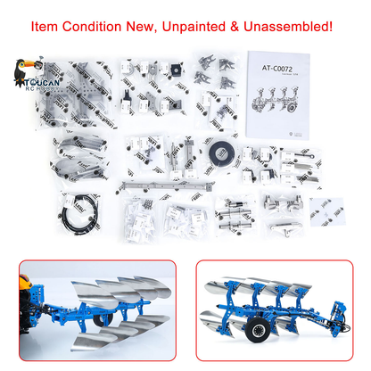 LESU C0072 1/14 Metal Hydraulic Mounted Reversible Plow Upgrade Attachment for AOUE 1050 RC Walking Tractor Agricultural Vehicle Model