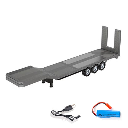 3 Axle Plastic Semi Trailer Flatbed 1502 for 1/18 Remote Control Tractor Truck HUINA 1501 RC Lorry Car Model Upgrade Parts