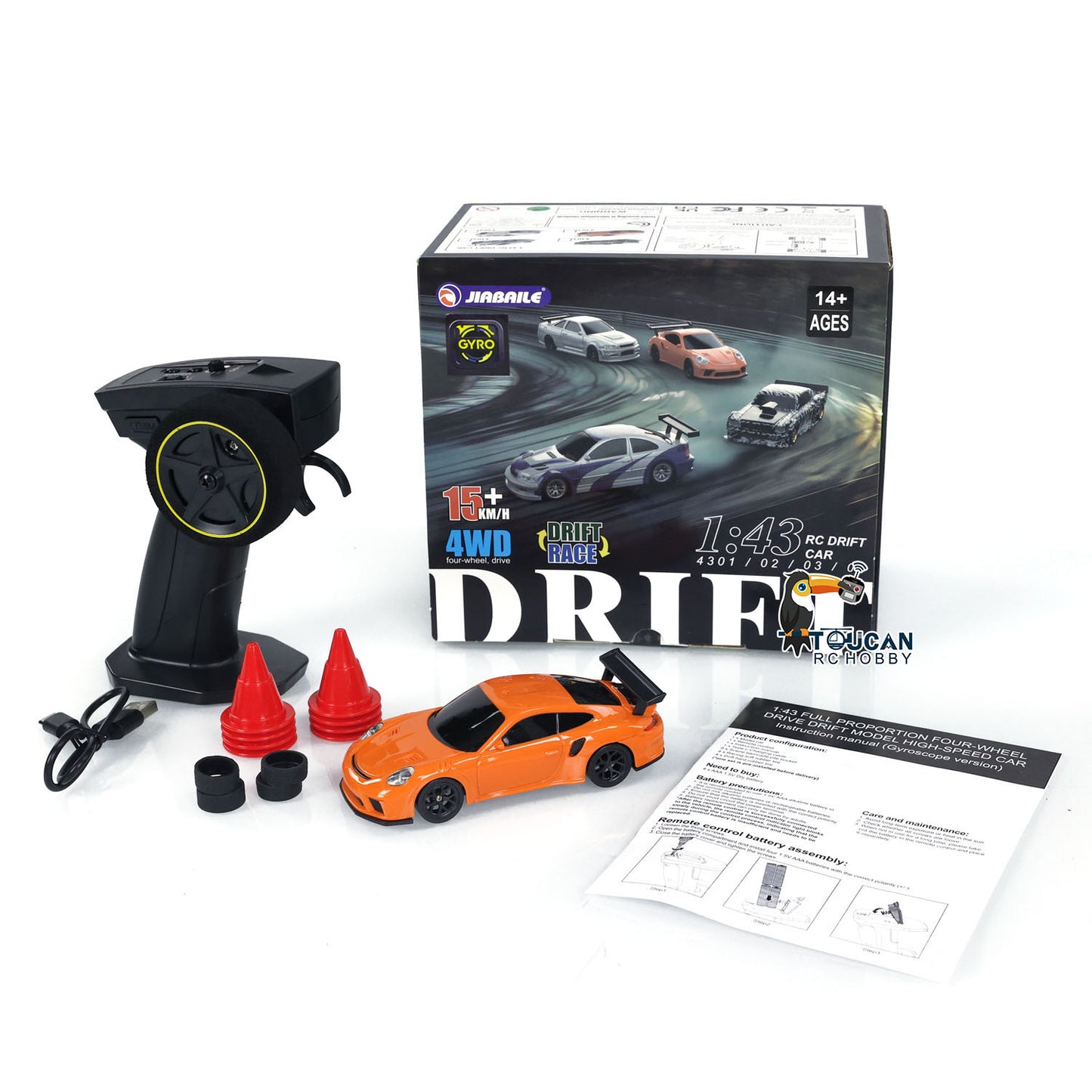 Fast Shipping Radio Control Mini Drift Race Car Gyro Radio Control 1:43 Toy Traffic Cones