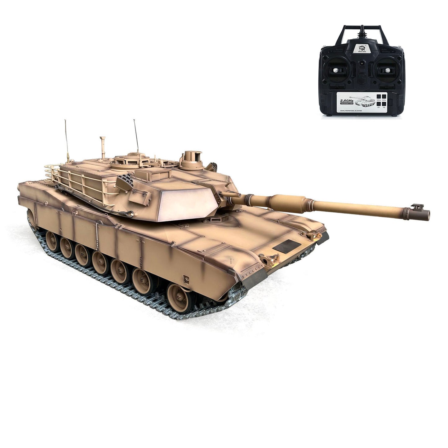 1239MM Henglong 1/8 Scale Full Metal Remote Control Tank 3918 USA M1A2 Abrams RTR 360 Turret Rotary Barrel Recoil Elevation