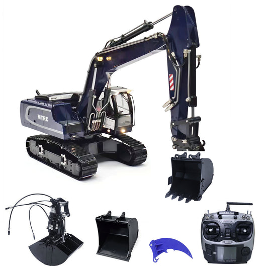 MTM 1/14 946 RC 2 Arms Metal Hydraulic ARTR Tracked Excavator With Ripper Grab Clamshell Bucket