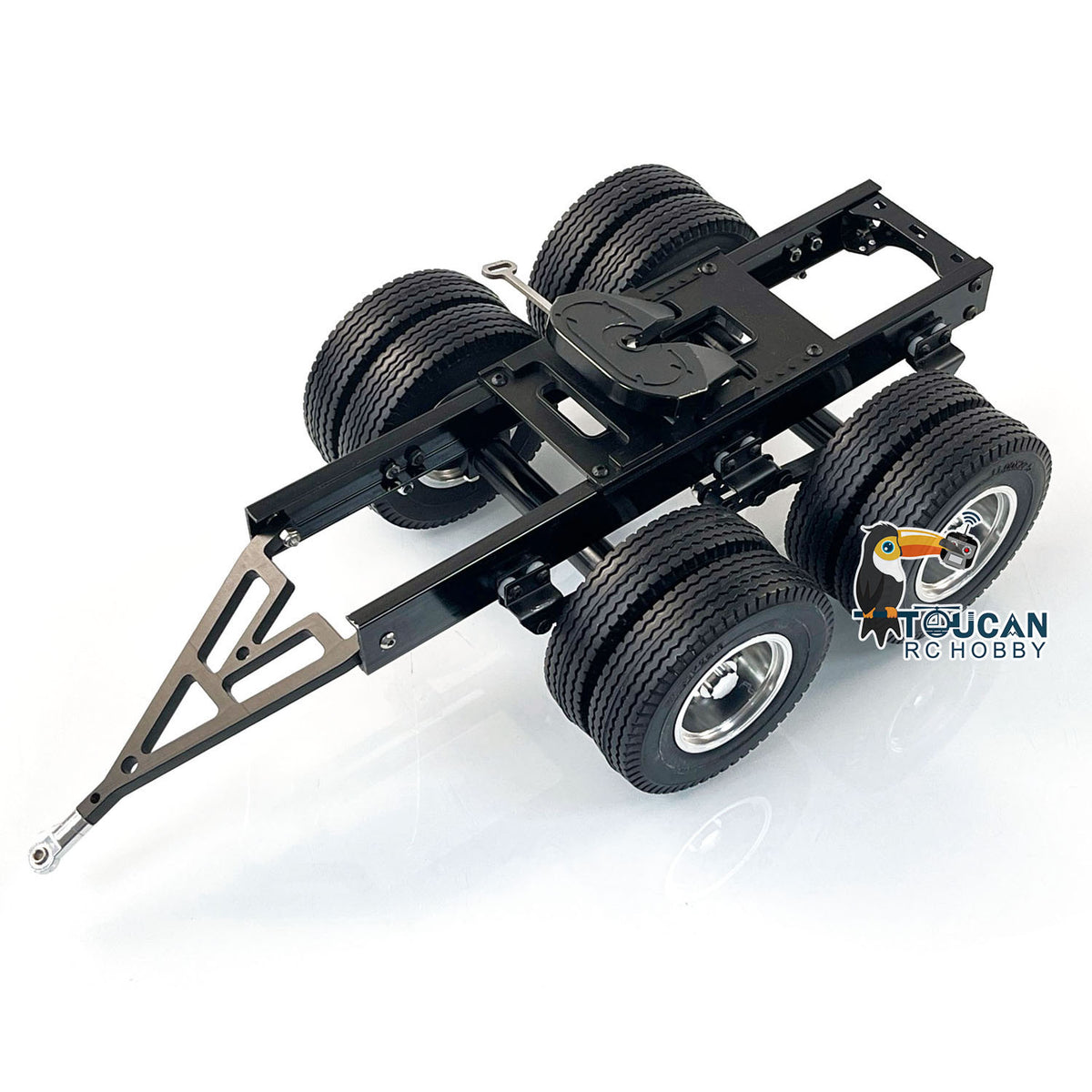 2 Axles Trailer with Traction Fifth-wheel for 1/14 Remote Controlled Truck LESU Car Parts Hobby Model