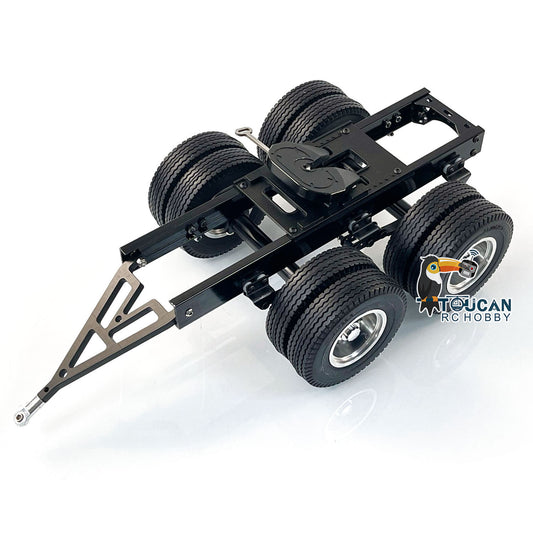 2 Axles Trailer with Traction Fifth-wheel for 1/14 Remote Controlled Truck LESU Car Parts Hobby Model