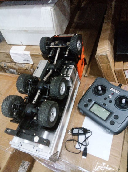Second Hand US Stock 1/14 HUINA 1598 2.4G Remote Control Dumper 6X6 Engineering Transport Vehicle Lifting Rod Tipper Car Light Sound Battery Toys