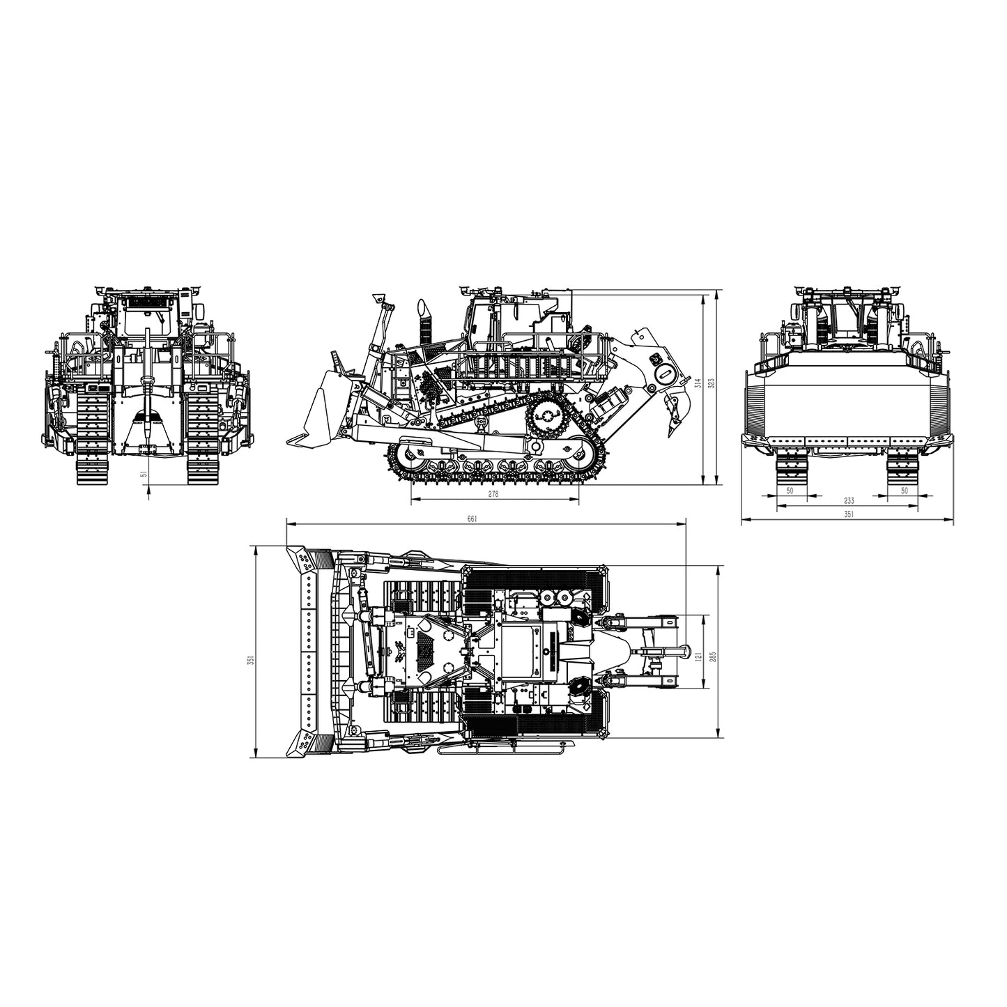 SFROG 1/14 Metal RC Hydraulic Bulldozer LR776 3way Blade 7CH Valve Automatic Grease System Electric Wipers FrSky X20R Radio