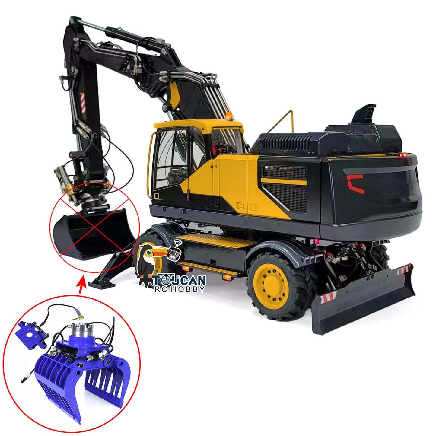 IN STOCK Metal 1:14 RC Hydraulic Digger 3-Arms EC380 Wheeled RC Excavators