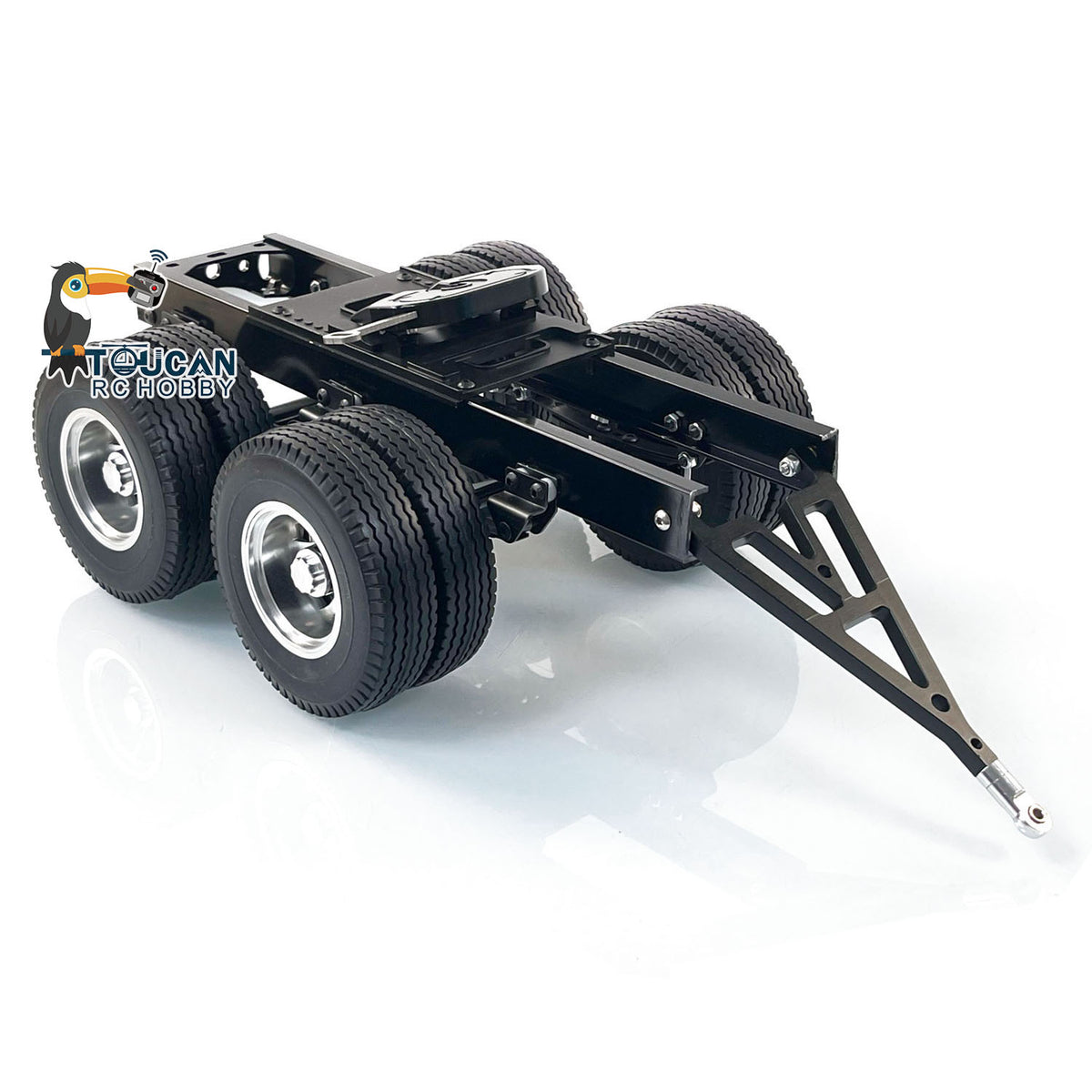 2 Axles Trailer with Traction Fifth-wheel for 1/14 Remote Controlled Truck LESU Car Parts Hobby Model