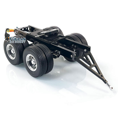 2 Axles Trailer with Traction Fifth-wheel for 1/14 Remote Controlled Truck LESU Car Parts Hobby Model