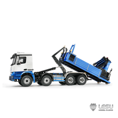 LESU 2Speed 1/14 RC Hydraulic Roll On off Dumper Truck Crane Model Metal 8x8 Chassis Electric Tipper 2+7CH Valve Axles Lock