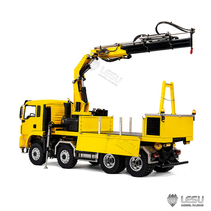 2Speed LESU 1/14 RC Hydraulic Roll on off Dumper Truck Crane Model TGS Metal 8x8 Chassis Electric Tipper 2+7CH Valve Axles Lock Lights Sound