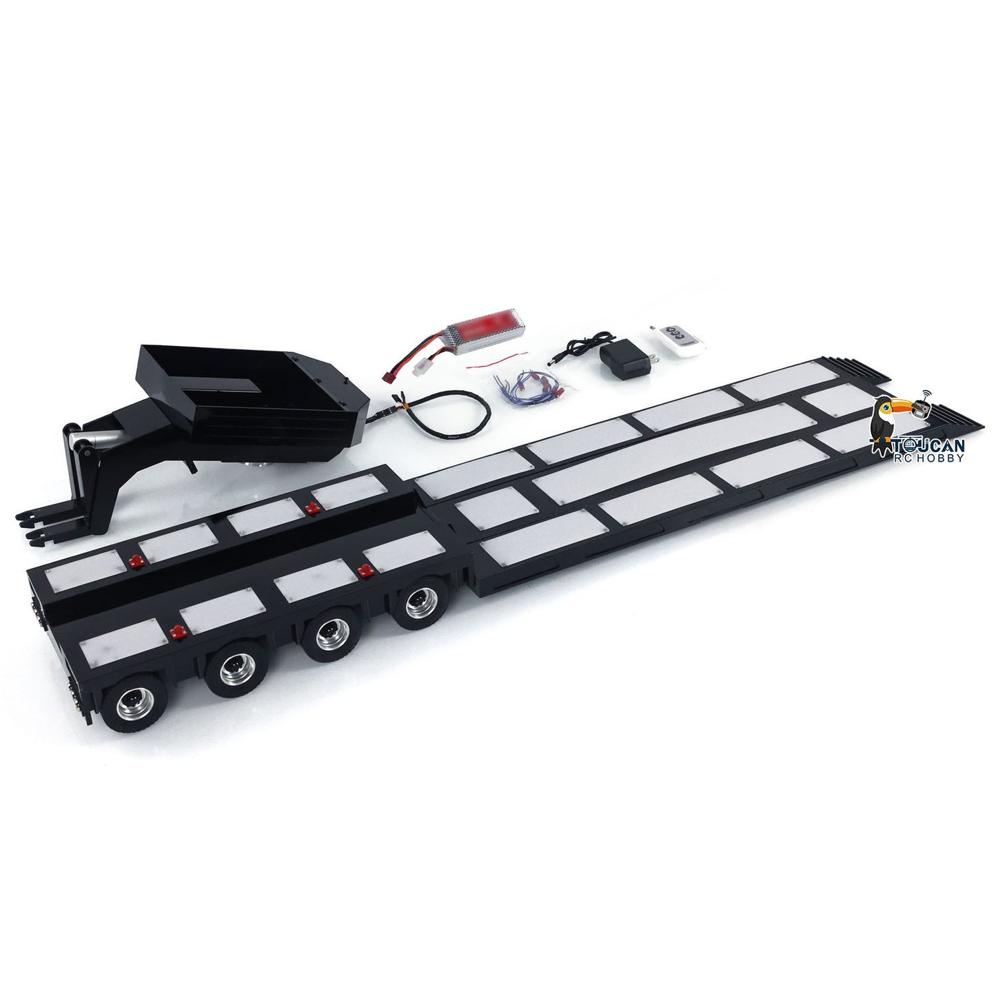 4-Axle Metal Extendable Semi-trailer for 1/14 RC Tractor Truck