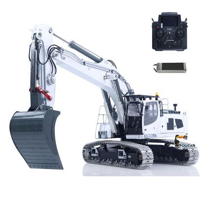 Metal LESU 1/14 RC Hydraulic Excavator 2 Arms LR956 Remote Control Digger Model 4MPA Dual Pumps Light 3S Battery PL18EV LITE