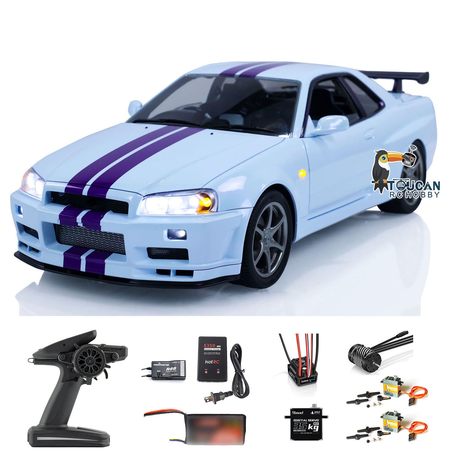 Capo 1/8 Assembled Painted RTR 4x4 4WD R34 RC Racing Drifting Car With Brushless Motor ESC