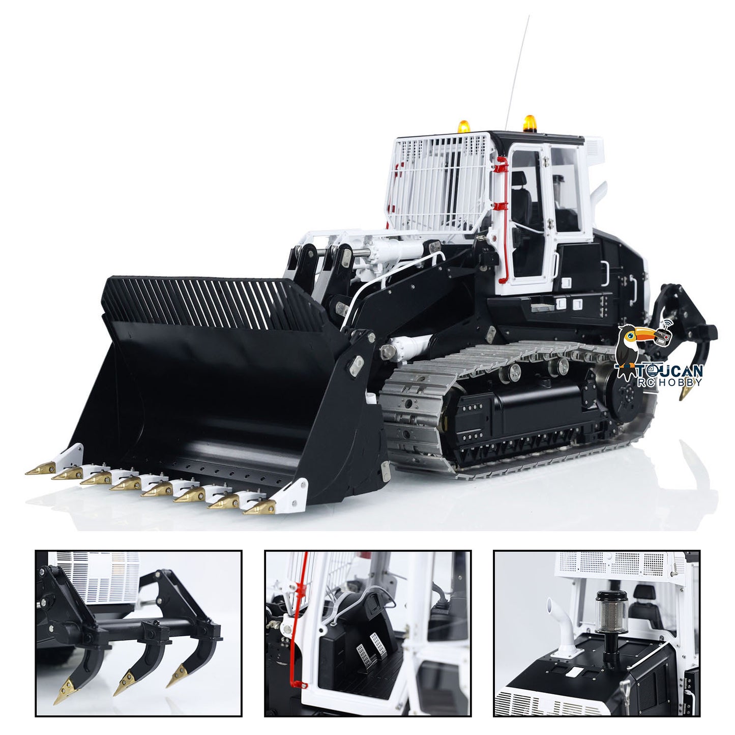 LESU 973K 1/14 Hydraulic RC Loader Upgrade Tracked Car Openable Bucket Rear Plow Model Light Sound B0024
