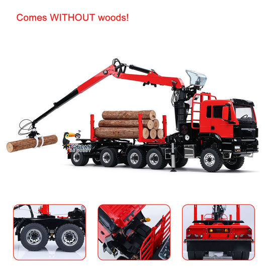 LESU 1/14 RC Logging Truck Timber Trucks Hydraulic Crane Trailer Remote Control Lorry 6x6 Metal Chassis 8CH Valves Light Sound