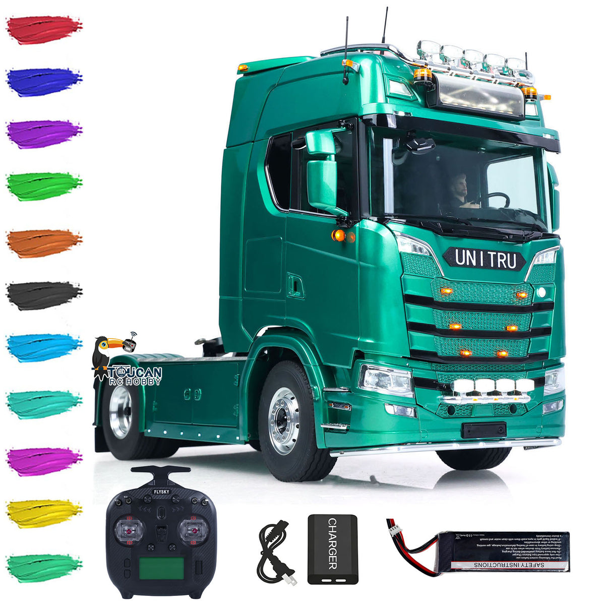 TOUCAN 1/14 4x4 Metal Chassis RC Tractor Truck Z008 2Speed Gearbox Magnetic High Roof Chassis Suspension Smoke Light Sound RTR