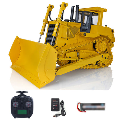 ONLY ONE US STOCK Metal 1/14 RC Bulldozer Hydraulic DXR2 Remote Control D10T Tracked Dozer Model