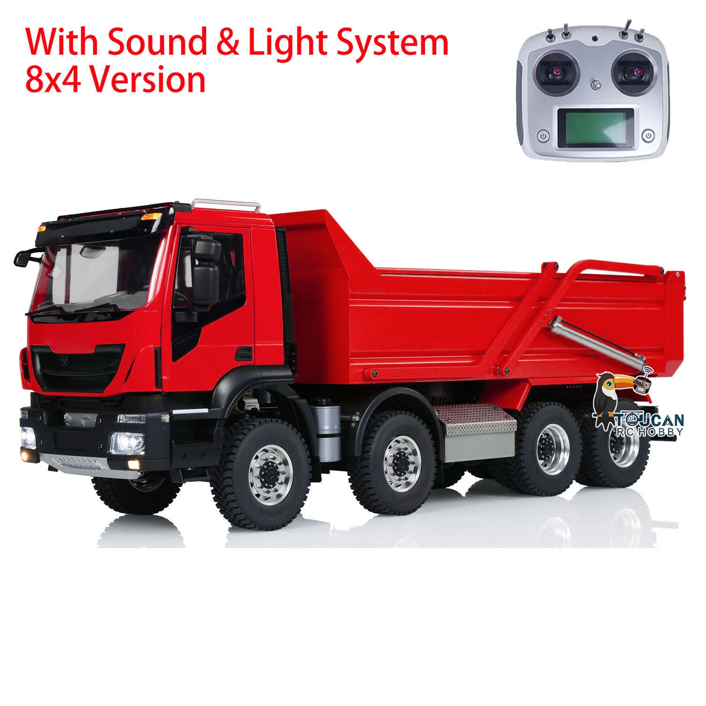 Metall 1/14 8x4 Lackiert Zusammengebaut PNP Hydraulische Flip-over-Abdeckung RC Truck Dumper Kipper Mit Licht Sound System