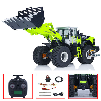JDM 198 1/14 Hydraulic RC Wheel Loader ZW370 Metal Construction Model 4WD Diff Lock 2 Speed Gearbox Brushless Drive Sound Light