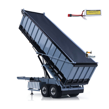 1/14 Metal RC Hydraulic Dump Trailer 2-axle Electric Tarpaulin for Remote Control Tractor Truck DIY Car Model