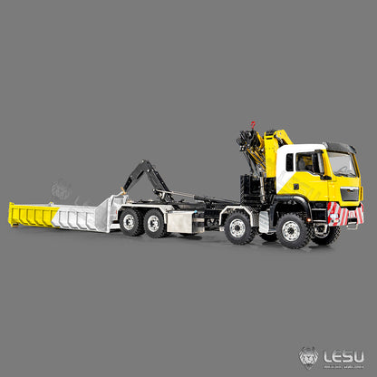 LESU 1/14 Metal RC Hydraulic Hook Lift Dumper Z0124/Z0125 8x8 Crane Dump Truck Model with 3 Speed Transmission LED Lights Sound System