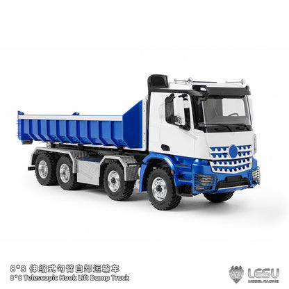 LESU Z0096/Z0088 1/14 RC Hydraulic Roll Off Dump Truck 8x8 Metal Chassis Tipper Model 3 Speed Gearbox Differential Lock Light Sound