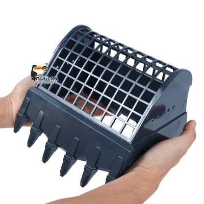 1/12 RC Hydraulic Excavator Attachments Metal Electric Hammer Hydraulic Shear Grille Bucket Rake Ripper Grading Bucket Set for C395 LR976 EC650